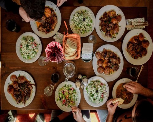 Healthy homemade Hungarian style dinner on a table